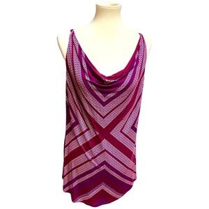 NWOT!  Cabi Maroon Geometric Print Draped Tunic Sleeveless Top